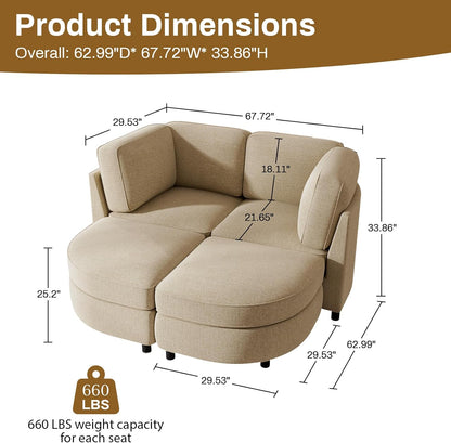 Modular Sectional Couches with Ottomans, Chenille U Shaped Sectional Sofa with Storage, 6 Seat Couch for Living Room