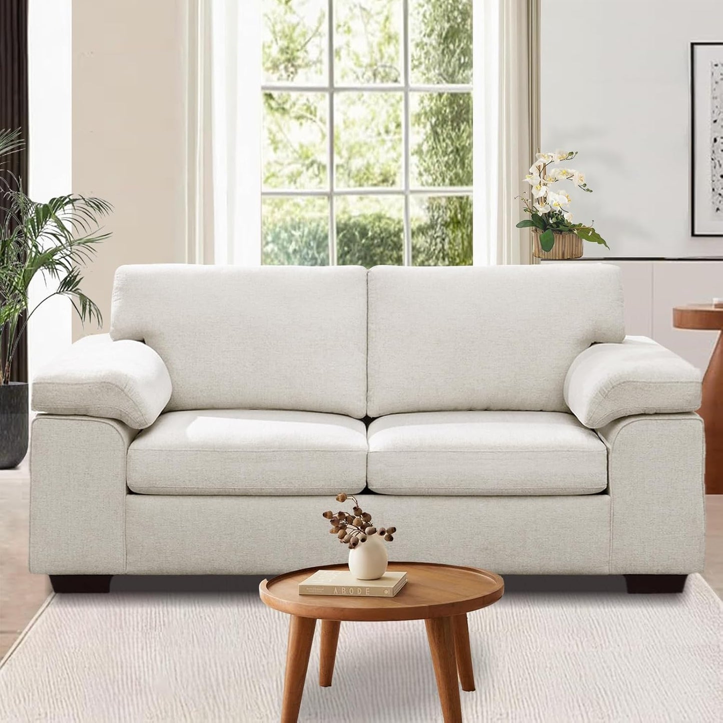 73.2" Modern Chenille Sofa Couch for Living Room,Deep Seat Love seat with Adjustable Armrests, Removable Cover