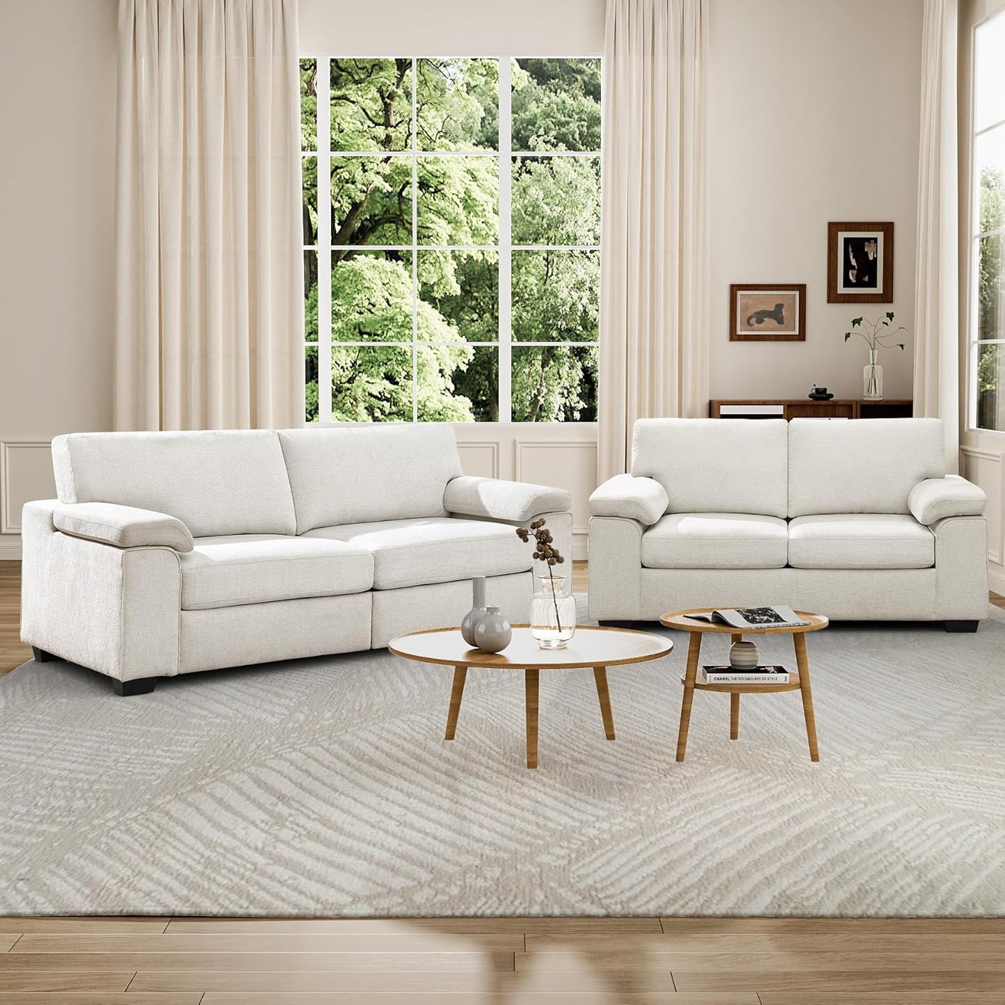 73.2" Modern Chenille Sofa Couch for Living Room,Deep Seat Love seat with Adjustable Armrests, Removable Cover