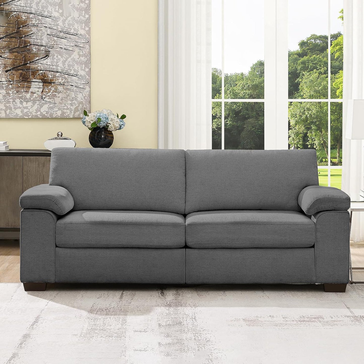 Modern Love seat Couch for Living Room, Chenille Upholstered Loveseat Sofa with Deep Seat,Removable Sofa Cover for Apartment