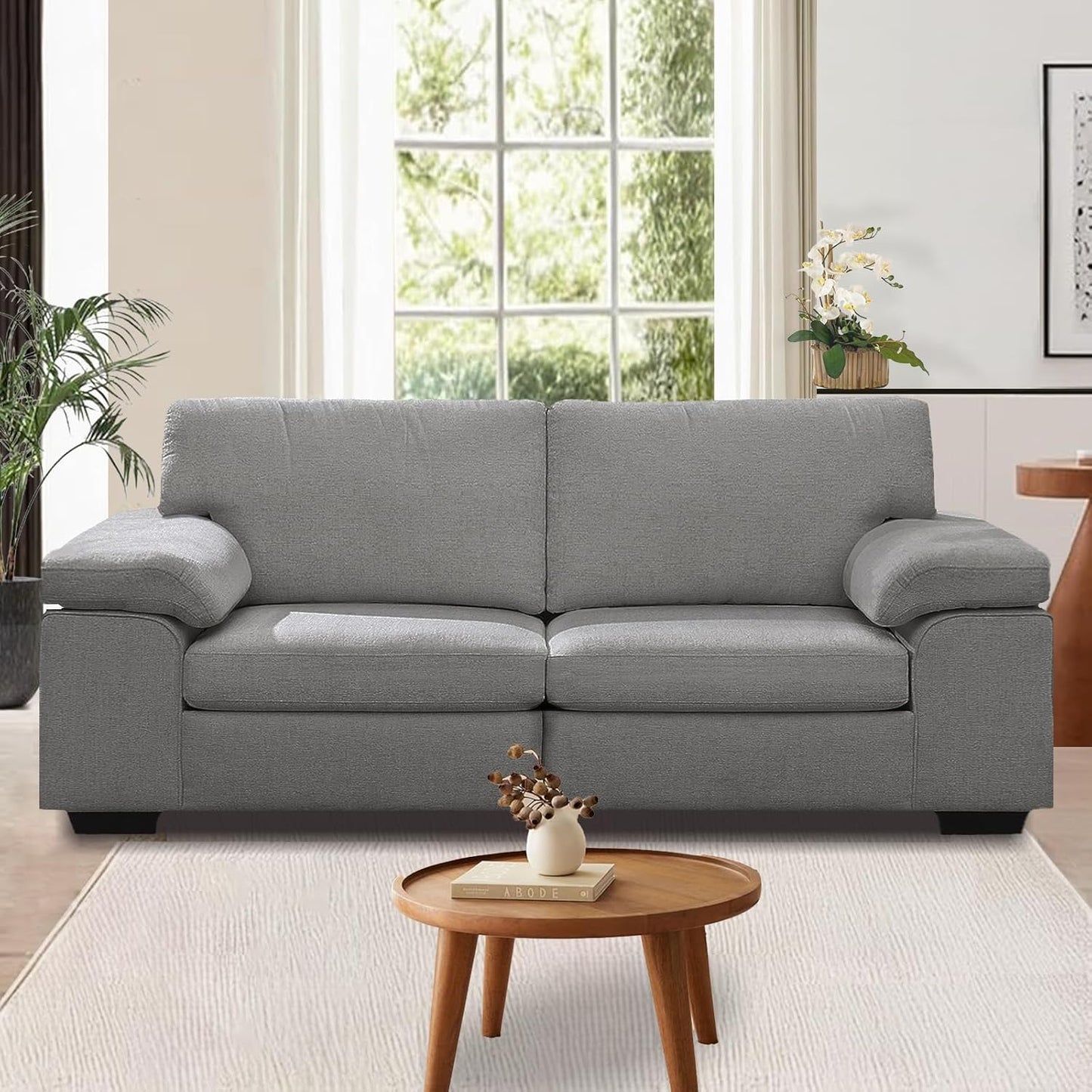73.2" Modern Chenille Sofa Couch for Living Room,Deep Seat Love seat with Adjustable Armrests, Removable Cover
