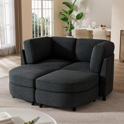 Modular Sectional Couches with Ottomans, Chenille U Shaped Sectional Sofa with Storage, 6 Seat Couch for Living Room