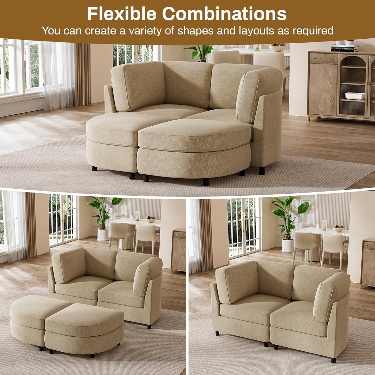 67.72" Modular Sectional Sofas Loveseat with Ottomans, 4 Seat Couch with Storage, Oversized Chaise Lounge Chair Sofa