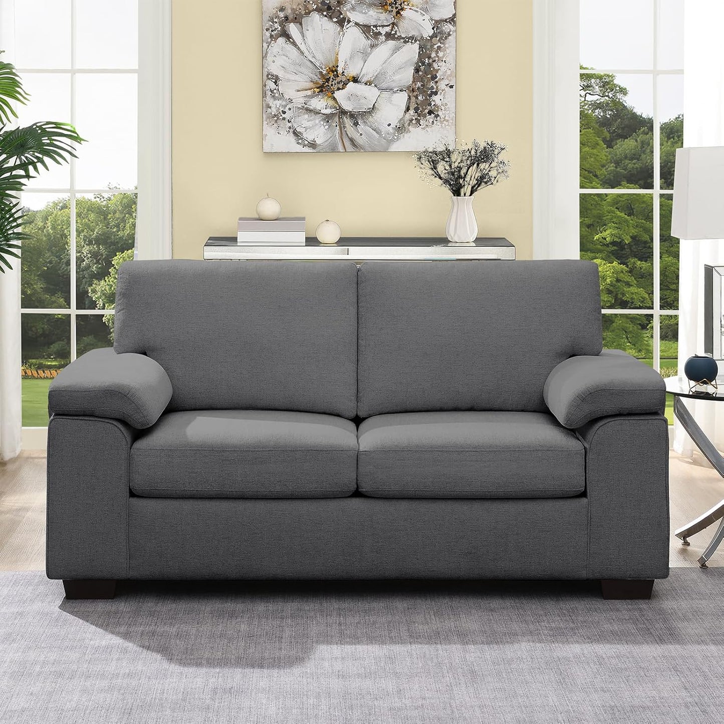 Modern Love seat Couch for Living Room, Chenille Upholstered Loveseat Sofa with Deep Seat,Removable Sofa Cover for Apartment