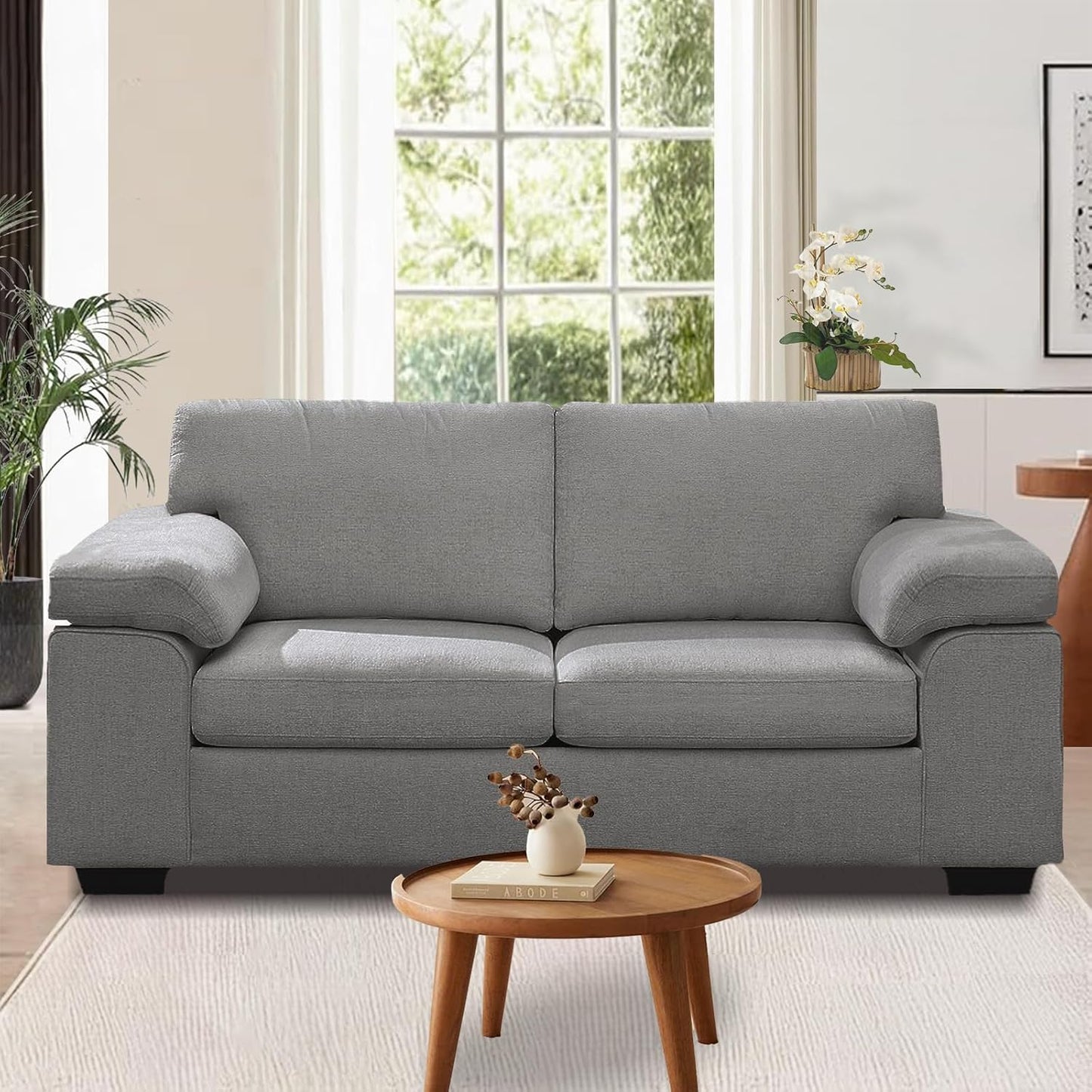 73.2" Modern Chenille Sofa Couch for Living Room,Deep Seat Love seat with Adjustable Armrests, Removable Cover