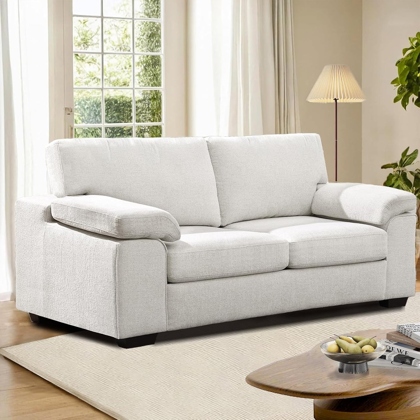 73.2" Modern Chenille Sofa Couch for Living Room,Deep Seat Love seat with Adjustable Armrests, Removable Cover