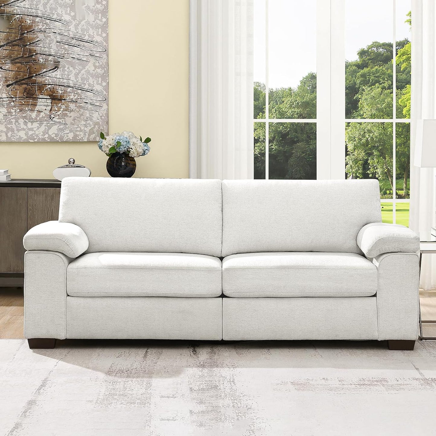 Modern Love seat Couch for Living Room, Chenille Upholstered Loveseat Sofa with Deep Seat,Removable Sofa Cover for Apartment